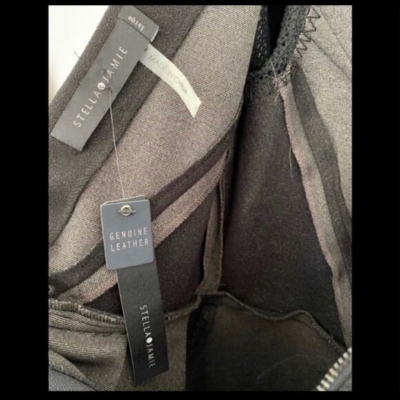 STELLA & JAMIE RIO LEATHER MIX MEDIA STITCH DRESS - Picture 4 of 6